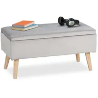 Relaxdays Sitzbank Samt Grau 110 x 40 x 48 cm