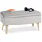 Relaxdays Sitzbank Samt Grau 110 x 40 x 48 cm