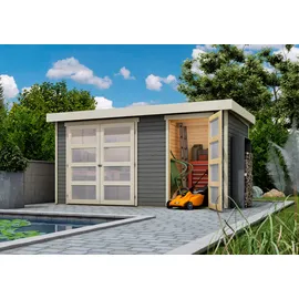 Karibu Gartenhaus Mühlentrup 1 4,28 x 2,38 m Grau