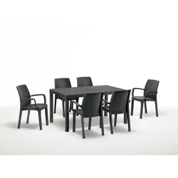 BICA Diningset 7 tlg. Verona, 6 Stühle und größer Tisch Houston, Graphite - wetterfest