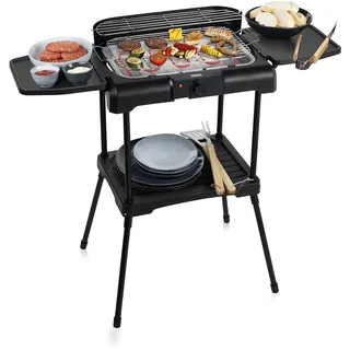 Princess Elektrogrill mit Seitlichen Ablagen 2200 W Schwarz – Schwarz