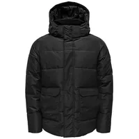 ONLY & SONS Carl Life Quilted Winterjacke in Schwarz, Größe XXL