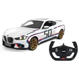 Jamara BMW 3.0 CSL 1:14 weiß 2,4GHz Tür manuell - Offiziell lizenziert, detailgetreuer Innenraum, originalgetreue Lackierung, transparente Windschutzscheibe, LED Licht, RC-Auto