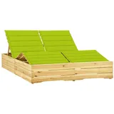 Doppelliege Gartenliege Sonnenliege Holzliege Mit Auflagen Hellgrün Kiefernholz
