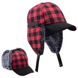 ZffXH Trapper Hut Herren, Winter Warm Schirmmütze Fliegermütze Herren Trapper Hat, Russische Mütze Militär Mützen Herren Mit Ohrenklappen Reitstiefeletten Herren, Ushanka Herren - L