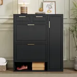 stilvora Schuhschrank 95 x 107 x 24 cm 2 Fächer / schwarz