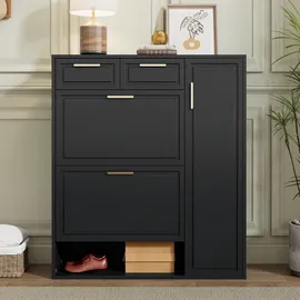stilvora Schuhschrank 95 x 107 x 24 cm 2 Fächer / schwarz