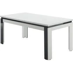Esstisch STOLKOM "Savona Esszimmertisch weiß hochglanz, BxHxT 180x78x90 cm", weiß, schwarz hg, weiß, schwarz hg, weiß hg, H:78cm, Tische, Weiß und schwarz hochglanz, Flächenbelastung von ca. 90 kg