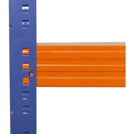 shelfplaza Schwerlastregal Metall 200x120x60 cm blau/orange mit 6 Böden und 166 kg Traglast pro Boden