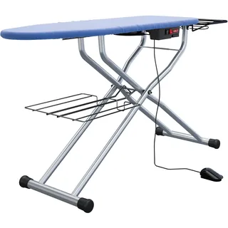Lelit PA71N Carla, Bügelbrett mit beheizter Oberfläche, Absaug-und Gebläsefunktion mit Pedalsteuerung, Metall, Silber, 124x40 cm
