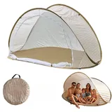 Strandmuschel Pop Up 3-4 Personen, UV-Schutz Strandmuschel Pop Up, Faltbarer Sonnenschutz, Automatisches Wurfzelt inkl Tragetasche & Heringe, Atmungsaktiv für Strand, Garten, Camping (200X120X100cm)