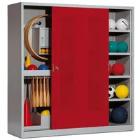 C+P Sportgeräteschrank mit Lochblech-Schiebetüren (Typ 5). HxBxT 195x190x60 cm