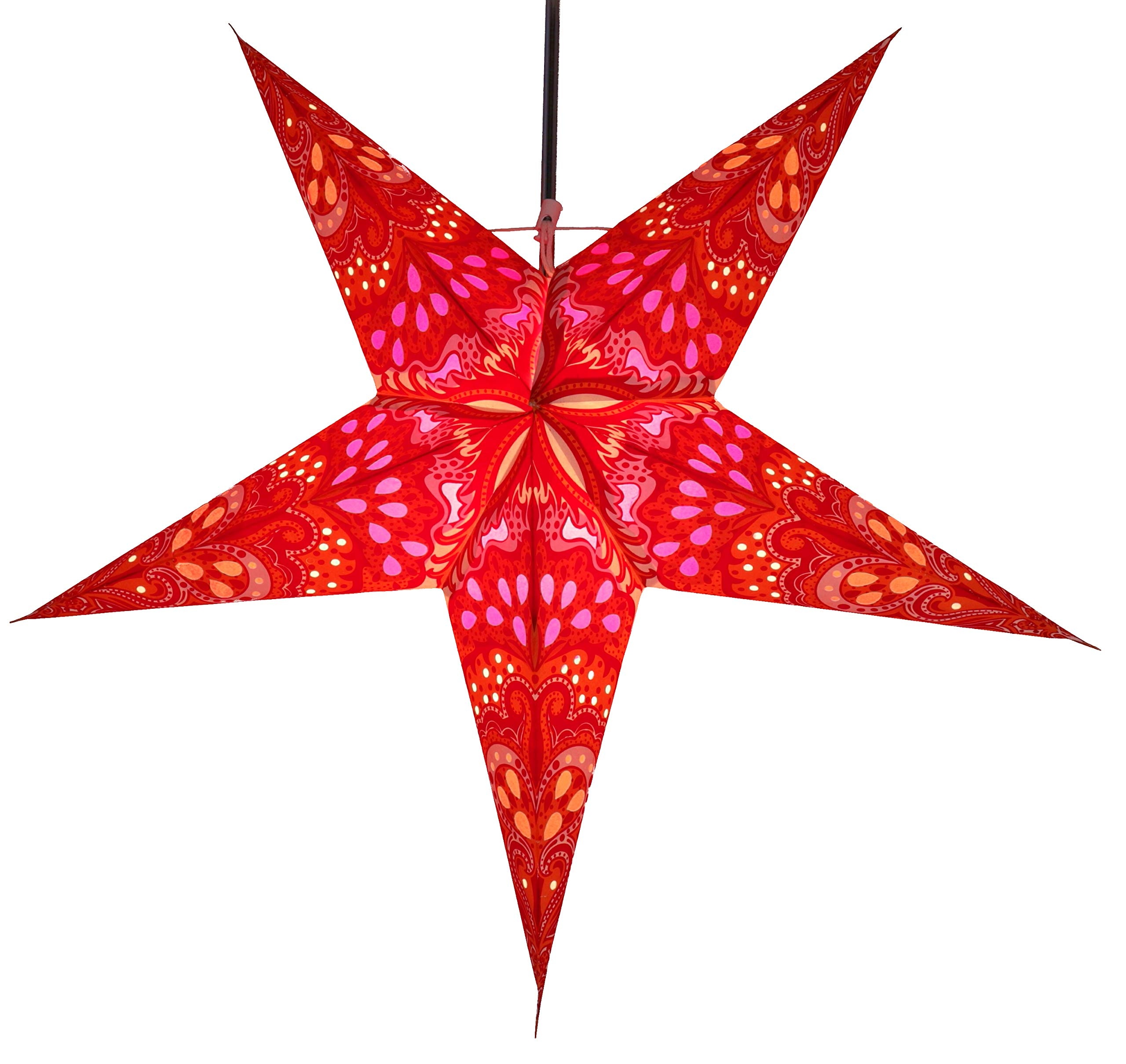 GURU SHOP Faltbarer Advents Leucht Papierstern, Weihnachtsstern 60 cm - Nestor Orange, Star Fensterdeko