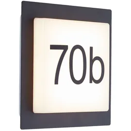 Lightbox LED Außenwandlampe inkl. Hausnummer 18 x 18 cm 9 W, 1100 lm & Weiß