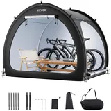 Vevor Fahrradzelt Fahrradgarage für 4 bis 5 Fahrräder, schwarz, geräumig mit belüftetem Fenster und Doppeltüren, 1706x2133x1524 mm