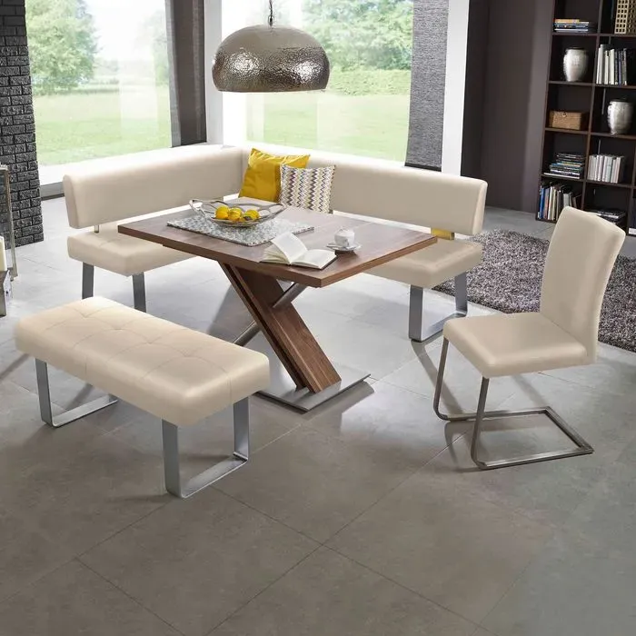 Komfort & Wohnen Eckbank Game 4191 Leder Grau Hellgrau