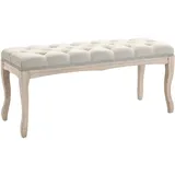 Homcom Sitzbank Vintage Schlafzimmer Gummiholz Leinen Beige 110 x 40 x 48 cm