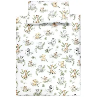 TupTam Kinder Bettwäsche Set Babybettwäsche Bettbezug 100 x 135 120 x 90 Kissenbezug 40 x 60 Jungen Mädchen 2-TLG, Farbe: Safari/Löwe/Braun/Blätter/Grün, Größe: 120x90 cm