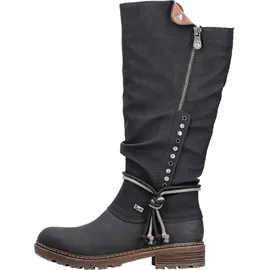 Rieker Langschaftstiefel, Blockabsatz, TEX-Membran, Nieten und Kordel, Gr. 43 EU