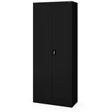 Jan Nowak Aktenschrank Metall Büroschrank abschließbar 90 cm JAN H2200 5 Böden Stahl (Stahl 0,7 mm Wandmontage möglich PZH-zertifiziert 4 Farben) Ordnerschrank 60 Ordner Schloss 2 Schlüssel 220 cm robust schwarz