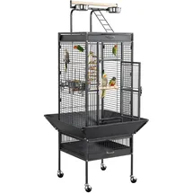 Yaheetech Vogelkäfig Vogelvoliere 65,5 x 65,5 x 156 cm Schwarz
