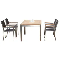 Sonnenpartner 5-teilige Sitzgruppe Galaxy Base 160x90 cm Edelstahl/Textilen/Teak