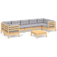 vidaXL Garten-Lounge-Set 8-tlg. grau Kiefernholz