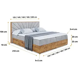 altdecor BOXBETT mit Matratze H3 und Lattenrost - LOLLI6 - 160x200 - Hellgrau