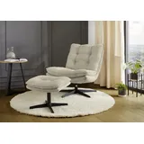 Jockenhöfer Relaxsessel mit Hocker, grau Cord - drehbar - KASPER