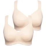 Ulla Popken Bügel-BH Mikrofaser-BH 2er-Pack ohne Bügel beige|rosa 115