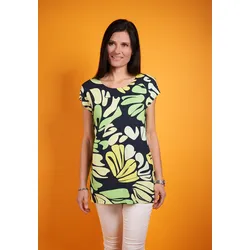 Longshirt SEIDEL MODEN, Damen, Gr. 38, grün, Jersey, Obermaterial: 95% Viskose, 5% Elasthan, gemustert, casual, normal hüftbedeckend, Rundhals, Kurzarm angeschnitten abgesteppt, Shirts, MADE IN GERMANY