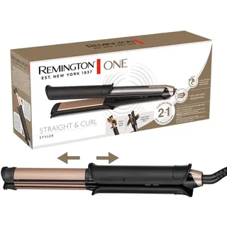 Remington ONE Straight & Curl Styler 2in1 Multistyler] Glätt-/ Lockenmodus mit zuschaltbarer beheizter Außenfläche, 150-230°C, digitales Display, Haarglätter S6077