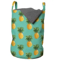 ABAKUHAUS Obst Tropische Ananas-Blätter, Wäschekorb mit Griffen Kordelzugverschluss für