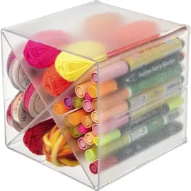 Deflecto Organisationsbox Cube, 4 Fächer, glasklar