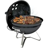 Outsunny Holzkohlegrill BBQ Smoker mit Deckel Griff Tragbarer Kugelgrill mit verstellbaren Lüftungsschlitzen Kohlegrill für Barbeque Camping, Terrasse, Garten 41 x 41 x 44 cm Schwarz