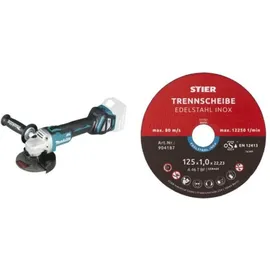 Makita DGA511Z Solo + Edelstahl-Trennscheibe 125 x 1,0 x 22,23 mm