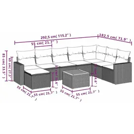 vidaXL Gartensofa-Set 9-tlg. grau