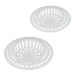 Metaltex Abflusssieb aus Kunststoff, weiß, Praktisches Haarsieb für Duschen, Badewannen und Spülen, 2-teiliges Set, Ø 7 cm