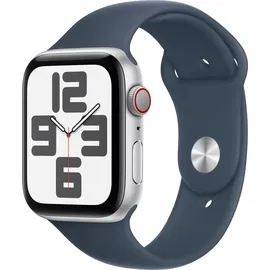 Apple Watch SE 2023 GPS + Cellular 44 mm  Aluminiumgehäuse silber, Sportarmband sturmblau S/M