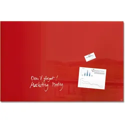 Sigel GL142 Glas-Whiteboard / große Glasmagnettafel Artverum, 65x100 cm, rot