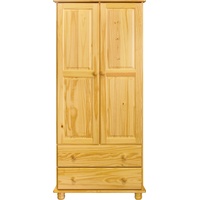 SIT Möbel Kleiderschrank | 2 Türen | 2 Schubladen | Kiefer-Holz massiv | B 82 x T 52 x H 177 cm | natur | 19000-69 | Serie SCHRANK