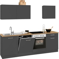 Held Küchenzeile »Kehl«, ohne E-Geräte, Breite 240 cm, für Geschirrspülmaschine grau