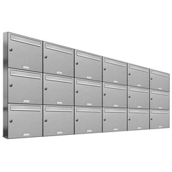 AL Briefkastensysteme Wandbriefkasten 18er Premium Edelstahl Briefkasten Anlage für Außen Wand 6×3 grau
