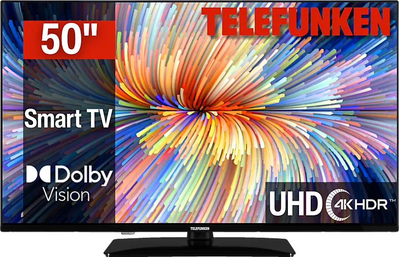 TELEFUNKEN D50U750R1CW DLED TV (Flat, 50 Zoll / 126 cm, UHD 4K, SMART TV, Linux)