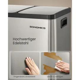 Songmics Mülleimer 3 x 18 l Silber