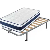 Cama express Viskoelastische Matratze Tresor + Lattenrost Hades mit 4 quadratischen Beinen 25 cm, Medida : 90 x 190 cm