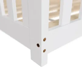 Juskys Kinderbett Naya 80 x 160 cm Kiefer massiv weiß