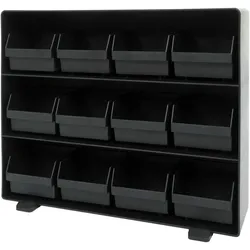 Mendler Teebeutelhalter HWC-M10, Teebox Aufbewahrungsbox, Teeaufbewahrung, 12 herausnehmbare Fächer, 30x33x8cm schwarz
