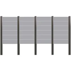 Sichtschutzelement TETZNER & JENTZSCH "ROUNDROCK 2", grau (satiniert), H:180cm, Glas, Aluminium, Zaunelemente, Satiniertes Glas in Aluminiumpfosten