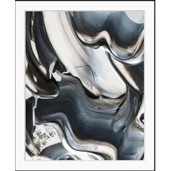 Bild QUEENCE "Abstrakte Auqrellfarben", silber (farbe rahmen: schwarz, farbe bild(er): silber, rosa), B:30cm H:40cm, Acrylglas, Papier, Holz, Bilder, HD Premium Poster-Druck inkl. Holzrahmen